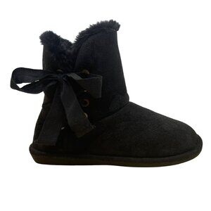 Steve Madden Women’s Black Fabric With Ribbon Tie Mountain Booties Size 7-New